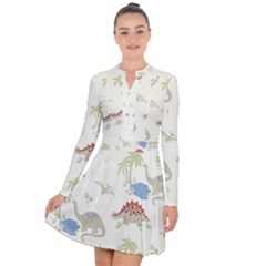 Dinosaur Art Pattern Long Sleeve Panel Dress by Ket1n9