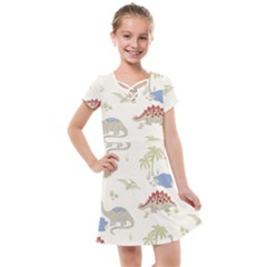 Dinosaur Art Pattern Kids  Cross Web Dress by Ket1n9