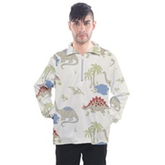 Dinosaur Art Pattern Men s Half Zip Pullover by Ket1n9