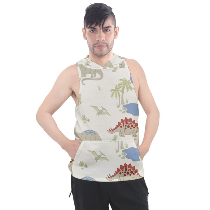 Dinosaur Art Pattern Men s Sleeveless Hoodie