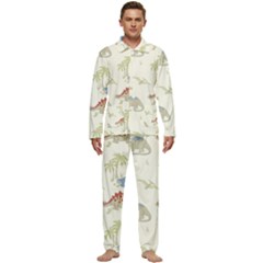 Dinosaur Art Pattern Men s Long Sleeve Velvet Pocket Pajamas Set by Ket1n9