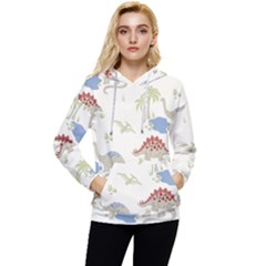 Dinosaur Art Pattern Women s Lightweight Drawstring Hoodie by Ket1n9