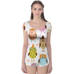 Cute Owls Pattern Boyleg Leotard  by Ket1n9