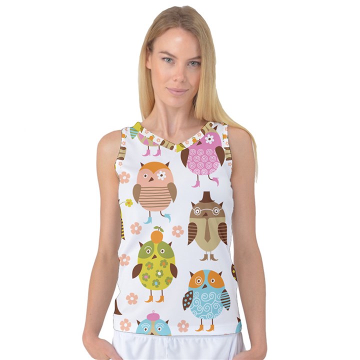 Cute Owls Pattern Women s Basketball Tank Top