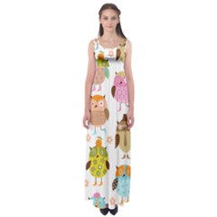 Cute Owls Pattern Empire Waist Maxi Dress by Ket1n9