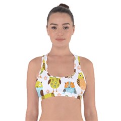 Cute Owls Pattern Cross Back Sports Bra by Ket1n9