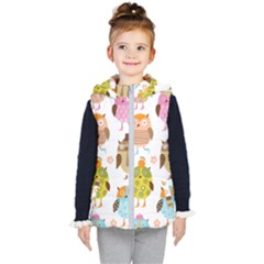 Cute Owls Pattern Kids  Hooded Puffer Vest by Ket1n9