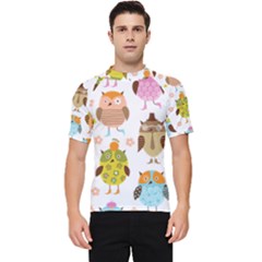 Cute Owls Pattern Men s Short Sleeve Rash Guard by Ket1n9