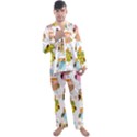 Cute Owls Pattern Men s Long Sleeve Satin Pajamas Set View1