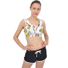 Cute Owls Pattern V-back Sports Bra by Ket1n9