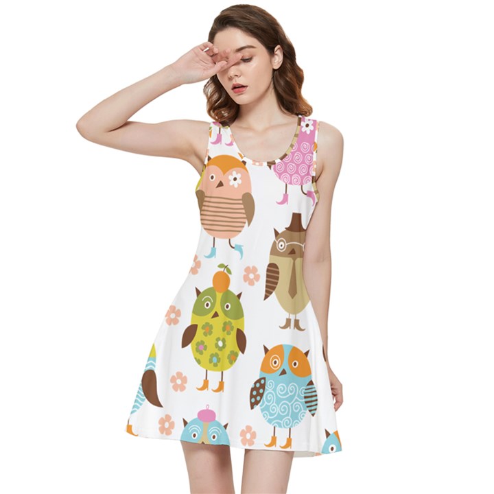 Cute Owls Pattern Inside Out Racerback Dress