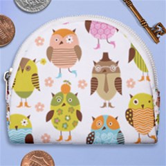 Cute Owls Pattern Horseshoe Style Canvas Pouch by Ket1n9