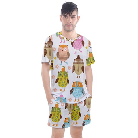 Cute Owls Pattern Men s Mesh T-shirt And Shorts Set by Ket1n9