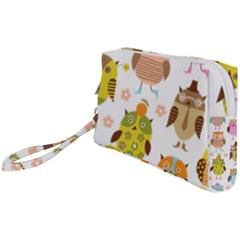 Cute Owls Pattern Wristlet Pouch Bag (small) by Ket1n9