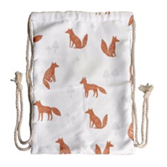 Fox Animal Wild Pattern Drawstring Bag (large) by Ket1n9