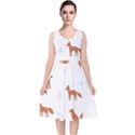 Fox Animal Wild Pattern V-Neck Midi Sleeveless Dress  View1