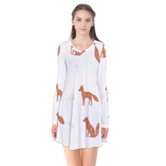 Fox Animal Wild Pattern Long Sleeve V-neck Flare Dress by Ket1n9