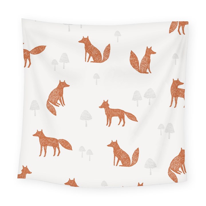 Fox Animal Wild Pattern Square Tapestry (Large)