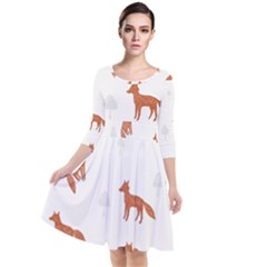 Fox Animal Wild Pattern Quarter Sleeve Waist Band Dress by Ket1n9