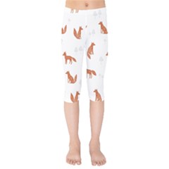 Fox Animal Wild Pattern Kids  Capri Leggings  by Ket1n9