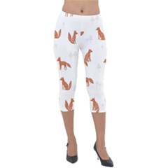 Fox Animal Wild Pattern Lightweight Velour Capri Leggings  by Ket1n9