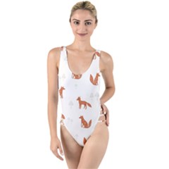 Fox Animal Wild Pattern High Leg Strappy Swimsuit by Ket1n9