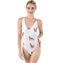 Fox Animal Wild Pattern High Leg Strappy Swimsuit View1