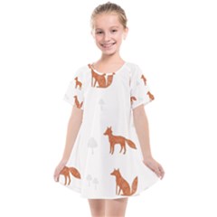 Fox Animal Wild Pattern Kids  Smock Dress by Ket1n9