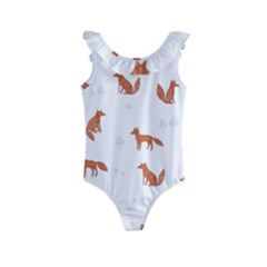 Fox Animal Wild Pattern Kids  Frill Swimsuit by Ket1n9