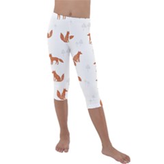 Fox Animal Wild Pattern Kids  Lightweight Velour Capri Leggings  by Ket1n9