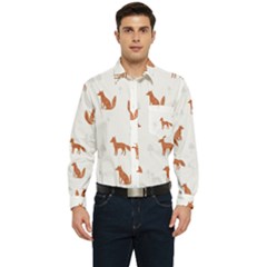 Fox Animal Wild Pattern Men s Long Sleeve Pocket Shirt  by Ket1n9