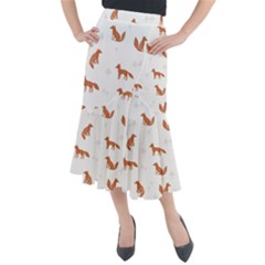 Fox Animal Wild Pattern Midi Mermaid Skirt by Ket1n9