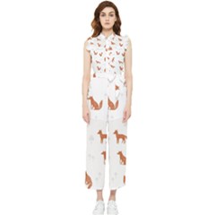 Fox Animal Wild Pattern Women s Frill Top Chiffon Jumpsuit by Ket1n9