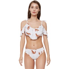 Fox Animal Wild Pattern Ruffle Edge Tie Up Bikini Set	 by Ket1n9