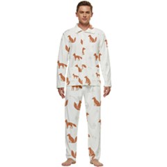 Fox Animal Wild Pattern Men s Long Sleeve Velvet Pocket Pajamas Set by Ket1n9