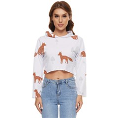 Fox Animal Wild Pattern Women s Lightweight Cropped Hoodie by Ket1n9