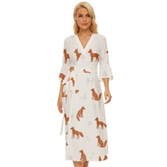 Fox Animal Wild Pattern Midsummer Wrap Dress by Ket1n9