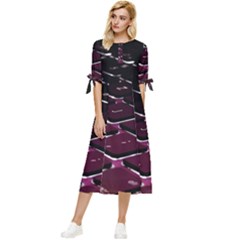 Computer Keyboard Bow Sleeve Chiffon Midi Dress by Ket1n9