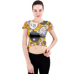 Cats-cute-kitty-kitties-kitten Crew Neck Crop Top by Ket1n9