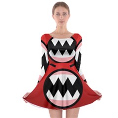 Funny Angry Long Sleeve Skater Dress by Ket1n9