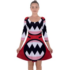 Funny Angry Quarter Sleeve Skater Dress by Ket1n9