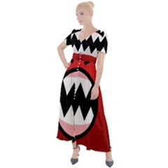 Funny Angry Button Up Short Sleeve Maxi Dress by Ket1n9