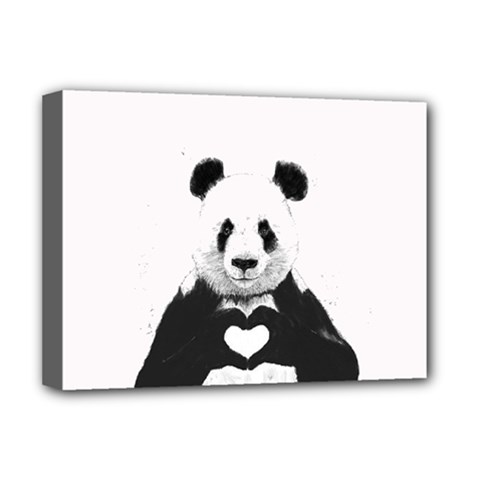 Panda Love Heart Deluxe Canvas 16  X 12  (stretched)  by Ket1n9