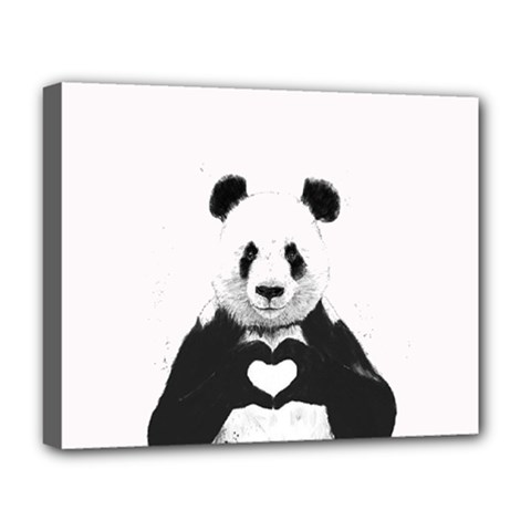 Panda Love Heart Deluxe Canvas 20  X 16  (stretched) by Ket1n9