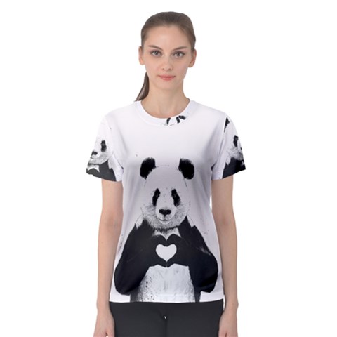 Panda Love Heart Women s Sport Mesh T-shirt by Ket1n9