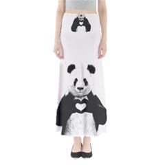 Panda Love Heart Full Length Maxi Skirt by Ket1n9