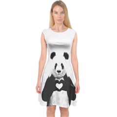 Panda Love Heart Capsleeve Midi Dress by Ket1n9