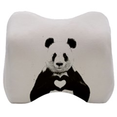 Panda Love Heart Velour Head Support Cushion by Ket1n9