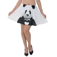 Panda Love Heart Velvet Skater Skirt by Ket1n9