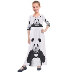 Panda Love Heart Kids  Quarter Sleeve Maxi Dress by Ket1n9